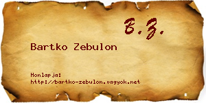 Bartko Zebulon névjegykártya