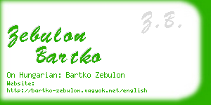 zebulon bartko business card